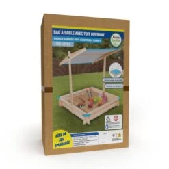 Bac à Sable En Bois Avec Toit Réglable "Sandyfun" 115x115 Cm 8 Bac à Sable En Bois Avec Toit Réglable "Sandyfun" 115x115 Cm -Le Jardin Parfai bac a sable en bois avec toit reglable sandyfun 3