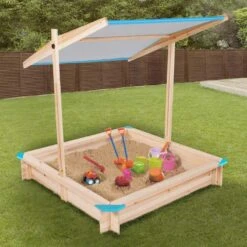 Bac à Sable En Bois Avec Toit Réglable "Sandyfun" 115x115 Cm 9 Bac à Sable En Bois Avec Toit Réglable "Sandyfun" 115x115 Cm -Le Jardin Parfai bac a sable en bois avec toit reglable sandyfun 4