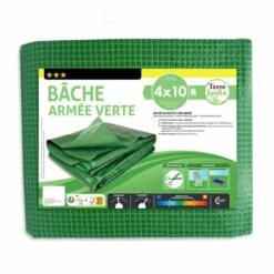 Bâche Armée Verte 160g/m2 Découpable 11 Bâche Armée Verte 160g/m2 Découpable -Le Jardin Parfai bache armee verte modulable 2 x 3 m 4x3m 4x6m 4x10m 4