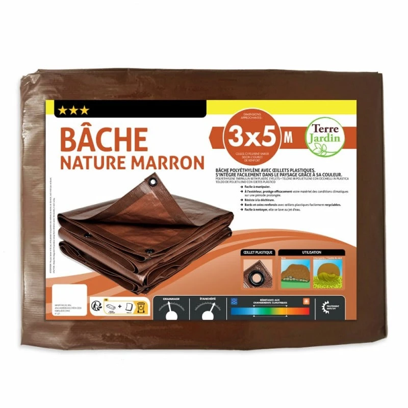 Bâche De Jardin Marron 140 G/m2 4 Bâche De Jardin Marron 140 G/m2 - Image 4