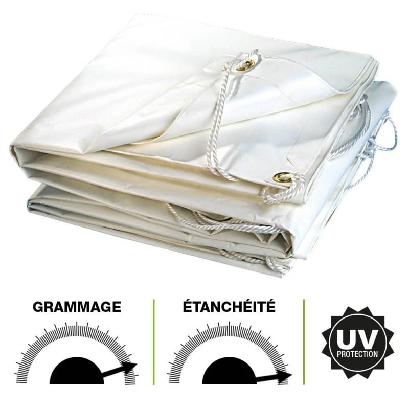 Bâche PVC Premium Blanche 300g/m2 2 Bâche PVC Premium Blanche 300g/m2 - Image 2