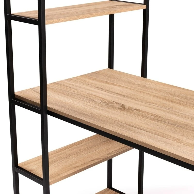 Bureau Effet Bois Et Métal Avec étagère Intégrée 5 Bureau Effet Bois Et Métal Avec étagère Intégrée - Image 5