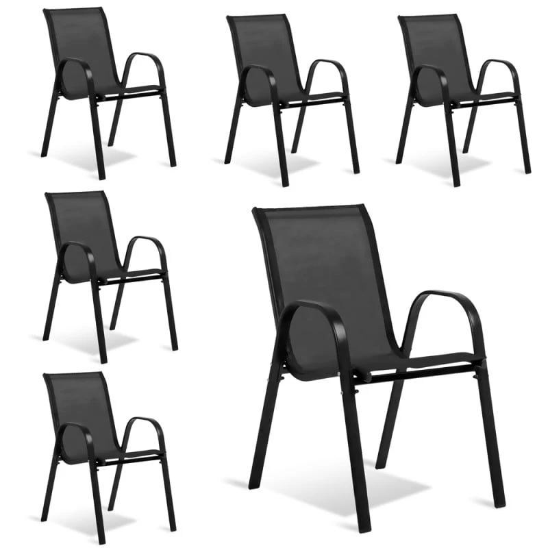 Chaises De Jardin Empilables Textilène X6 2 Chaises De Jardin Empilables Textilène X6 - Image 2