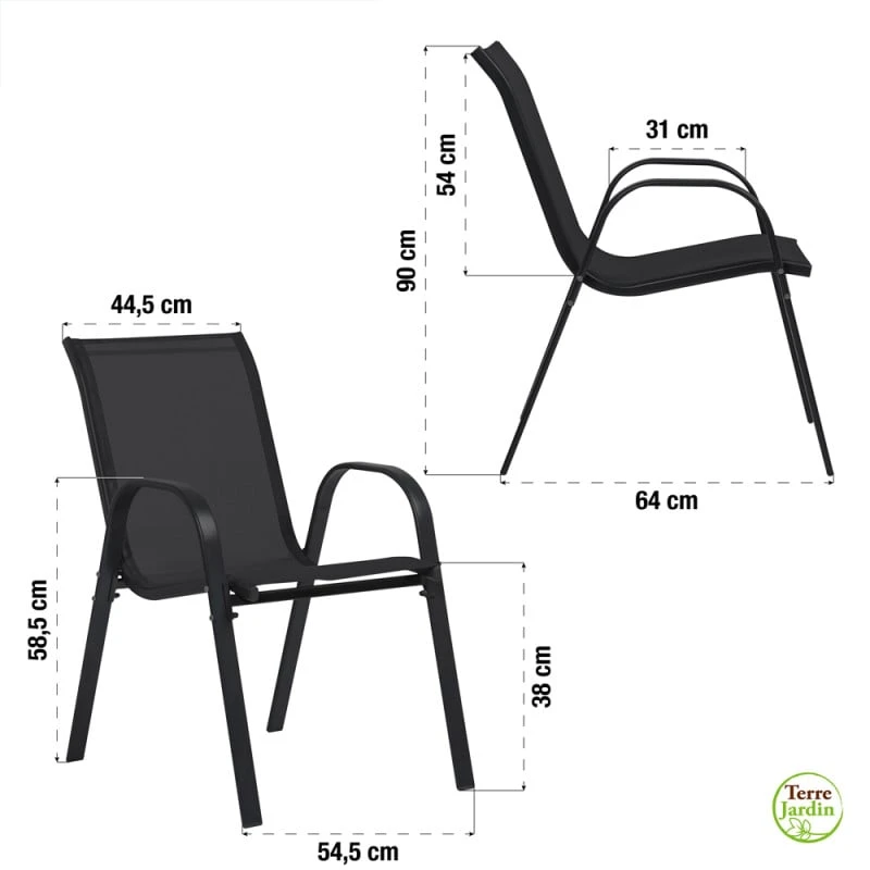 Chaises De Jardin Empilables Textilène X6 9 Chaises De Jardin Empilables Textilène X6 - Image 9