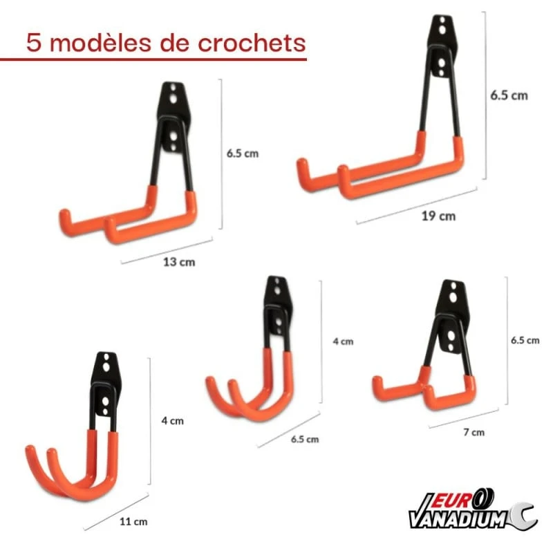 Crochets Muraux De Garage Pour Outils - X10 2 Crochets Muraux De Garage Pour Outils - X10 - Image 2