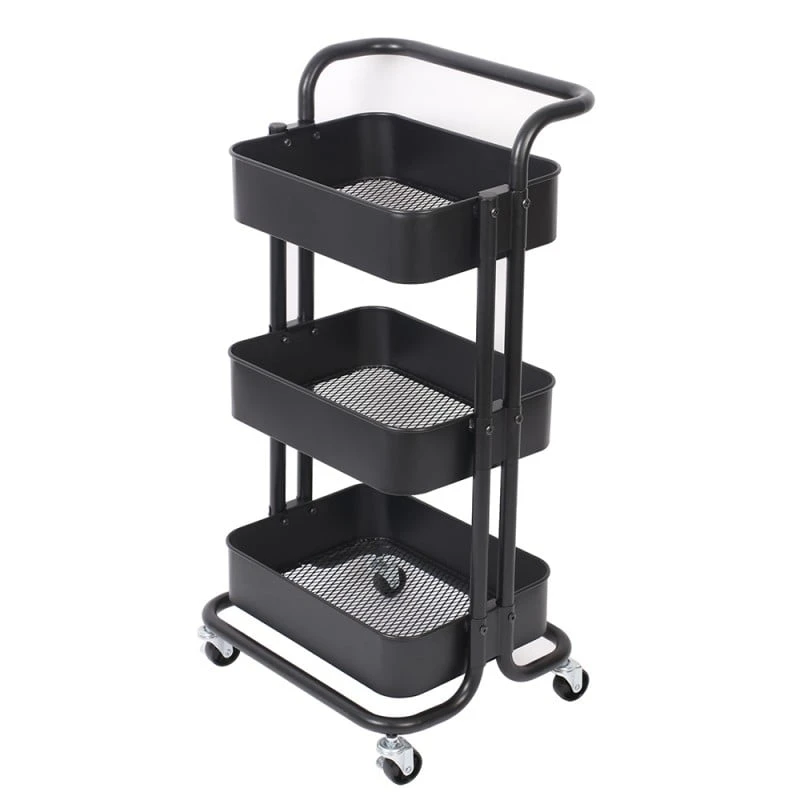 Desserte à Roulettes 3 Niveaux BlacKitchen 1 Desserte à Roulettes 3 Niveaux BlacKitchen