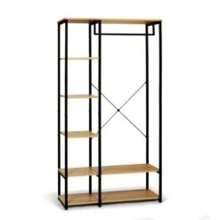 Dressing Porte Vêtements Effet Bois Et Métal