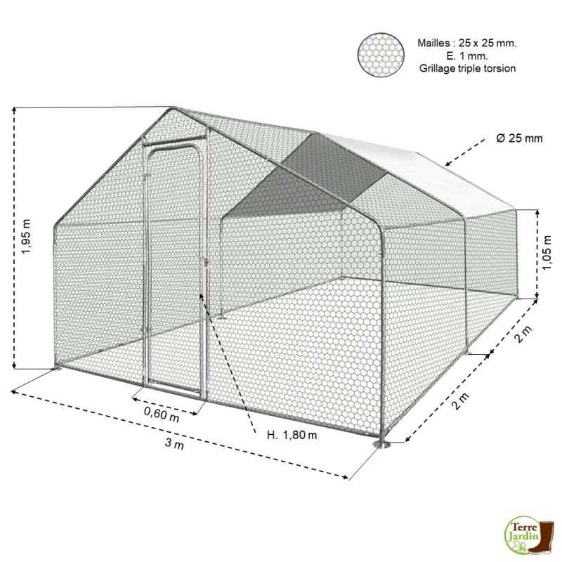 Enclos Poulailler / Volière Extérieur 12m2 2 Enclos Poulailler / Volière Extérieur 12m2 - Image 2