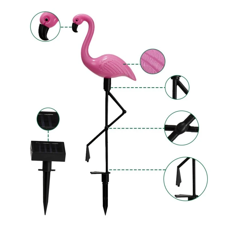 Lampe Flamant Rose Solaire- Lot De 3 4 Lampe Flamant Rose Solaire- Lot De 3 - Image 4