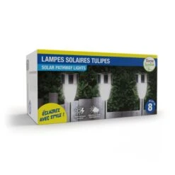 Bornes Solaires Tulipes Blanches - Lot De 8 12 Bornes Solaires Tulipes Blanches - Lot De 8 -Le Jardin Parfai lampes solaires tulipes blanches lot de 8 3