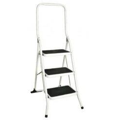 Marchepied Escabeau Acier 3 Marches Larges Sécurité