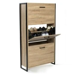 Meuble à Chaussures Effet Bois Et Métal 8 Meuble à Chaussures Effet Bois Et Métal -Le Jardin Parfai meuble a chaussures bois et metal 2