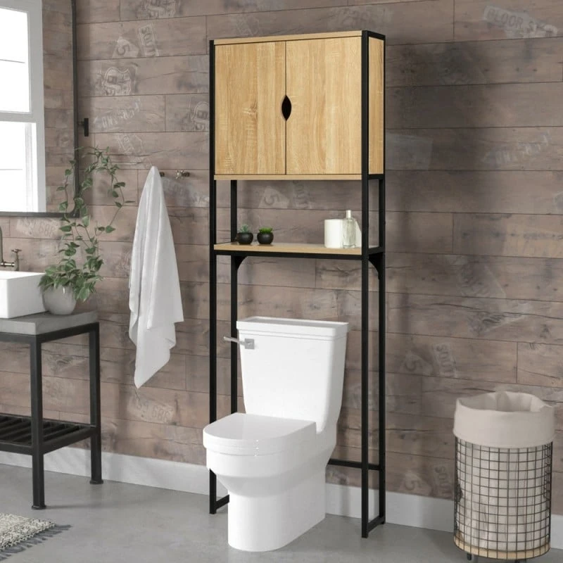 Meuble étagère Pour WC Et Salle De Bain Effet Bois Et Métal 6 Meuble étagère Pour WC Et Salle De Bain Effet Bois Et Métal - Image 6