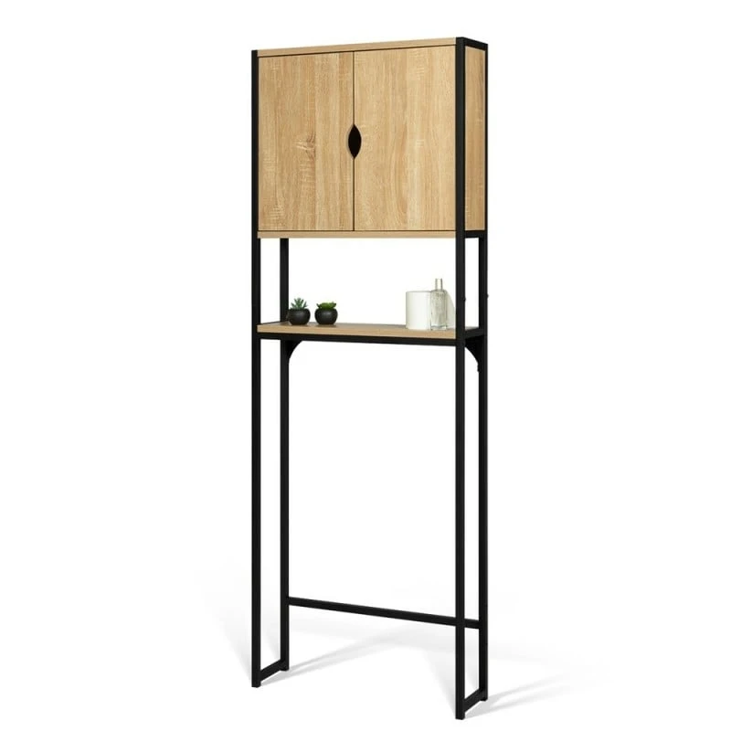 Meuble étagère Pour WC Et Salle De Bain Effet Bois Et Métal 1 Meuble étagère Pour WC Et Salle De Bain Effet Bois Et Métal