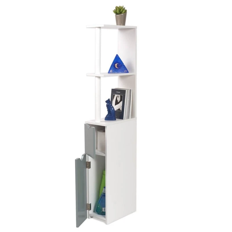 Meuble WC Effet Bois Avec 2 Portes Grises 2 Meuble WC Effet Bois Avec 2 Portes Grises - Image 2