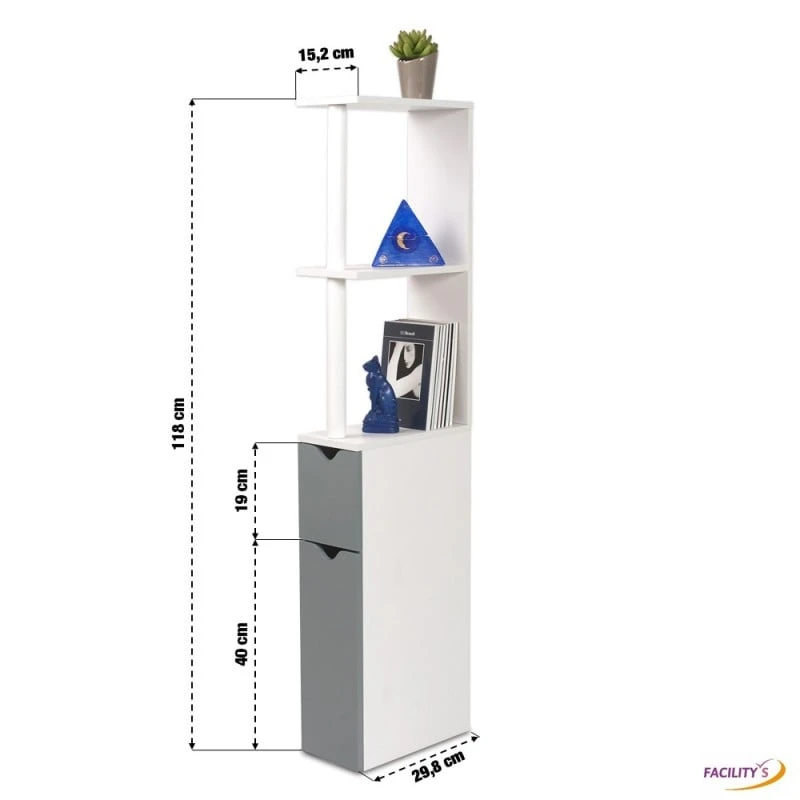 Meuble WC Effet Bois Avec 2 Portes Grises 3 Meuble WC Effet Bois Avec 2 Portes Grises - Image 3