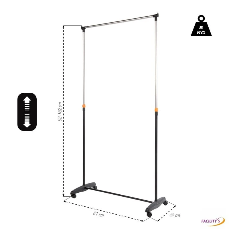 Portant à Roulettes Simple Avec Hauteur Réglable 3 Portant à Roulettes Simple Avec Hauteur Réglable - Image 3