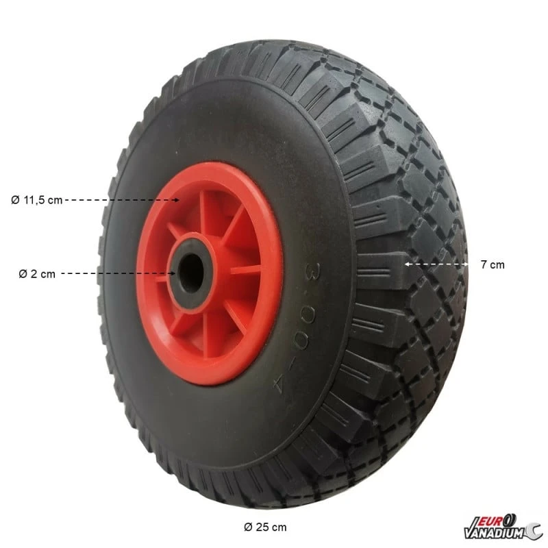 Roue Increvable 260 Mm (3.00/4) Avec Axe Central Et Alésage 20 Mm Pour Diable Et Chariot 2 Roue Increvable 260 Mm (3.00/4) Avec Axe Central Et Alésage 20 Mm Pour Diable Et Chariot - Image 2