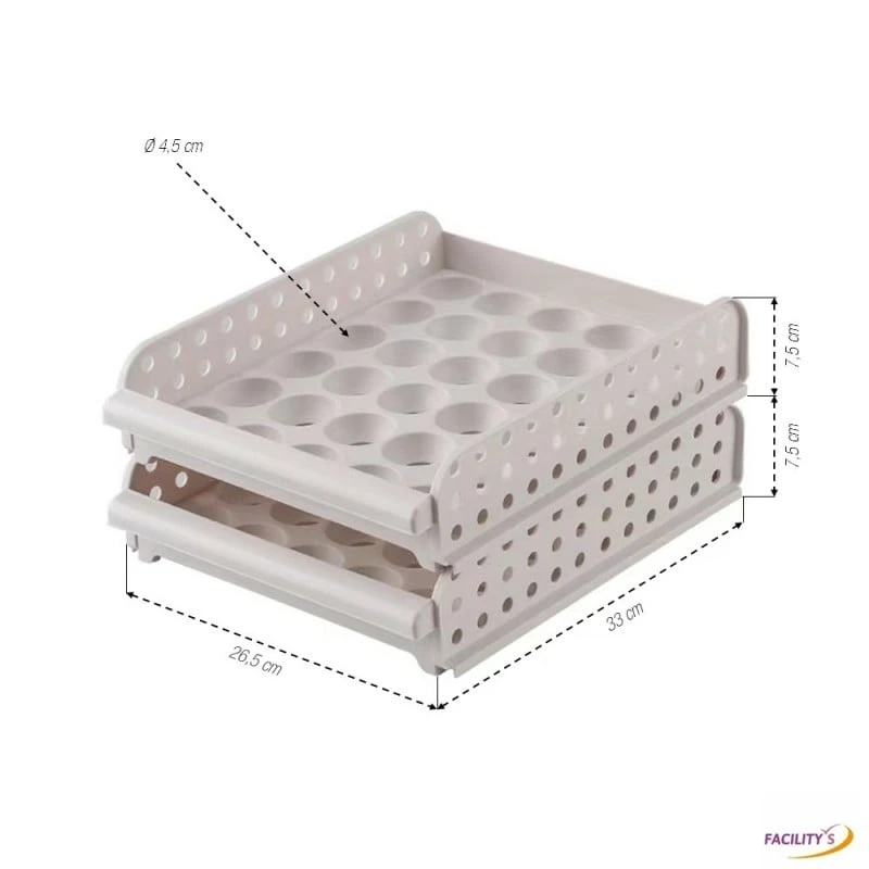 Support à œufs Empilable Et Coulissant - Lot De 2 2 Support à œufs Empilable Et Coulissant - Lot De 2 - Image 2