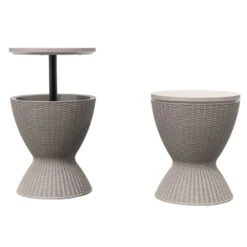 Table Glacière Cool Bar Imitation Rotin