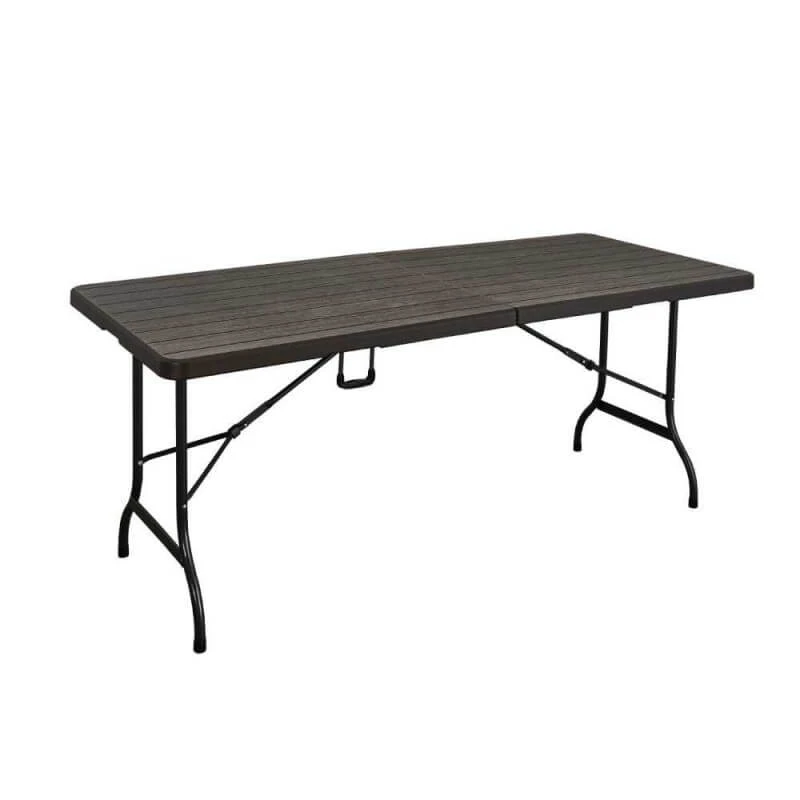 Table De Jardin Pliante 8 Personnes 180 Cm, Imitation Bois 1 Table De Jardin Pliante 8 Personnes 180 Cm, Imitation Bois
