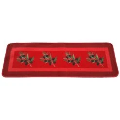 Tapis De Cuisine Rouge Antidérapant Motif Olives