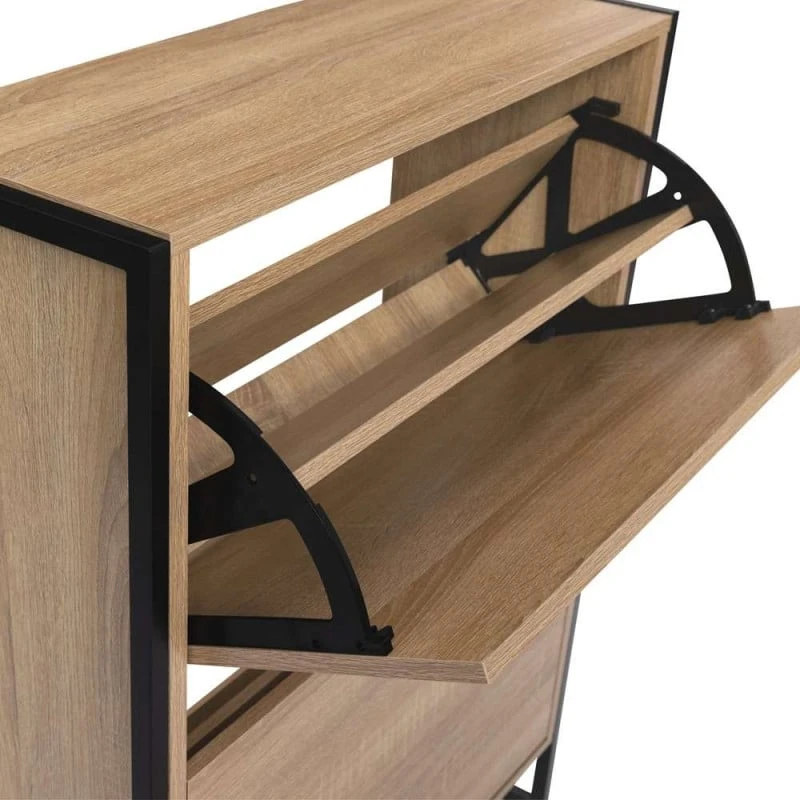 Vestiaire D'entrée Avec Porte Manteau Et Range Chaussures Effet Bois Et Métal 6 Vestiaire D'entrée Avec Porte Manteau Et Range Chaussures Effet Bois Et Métal - Image 6