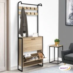 Vestiaire D'entrée Avec Porte Manteau Et Range Chaussures Effet Bois Et Métal 15 Vestiaire D'entrée Avec Porte Manteau Et Range Chaussures Effet Bois Et Métal -Le Jardin Parfai vestiaire d entree avec porte manteau et range chaussures effet bois et metal 6
