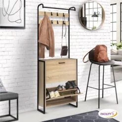 Vestiaire D'entrée Avec Porte Manteau Et Range Chaussures Effet Bois Et Métal 16 Vestiaire D'entrée Avec Porte Manteau Et Range Chaussures Effet Bois Et Métal -Le Jardin Parfai vestiaire d entree avec porte manteau et range chaussures effet bois et metal 7